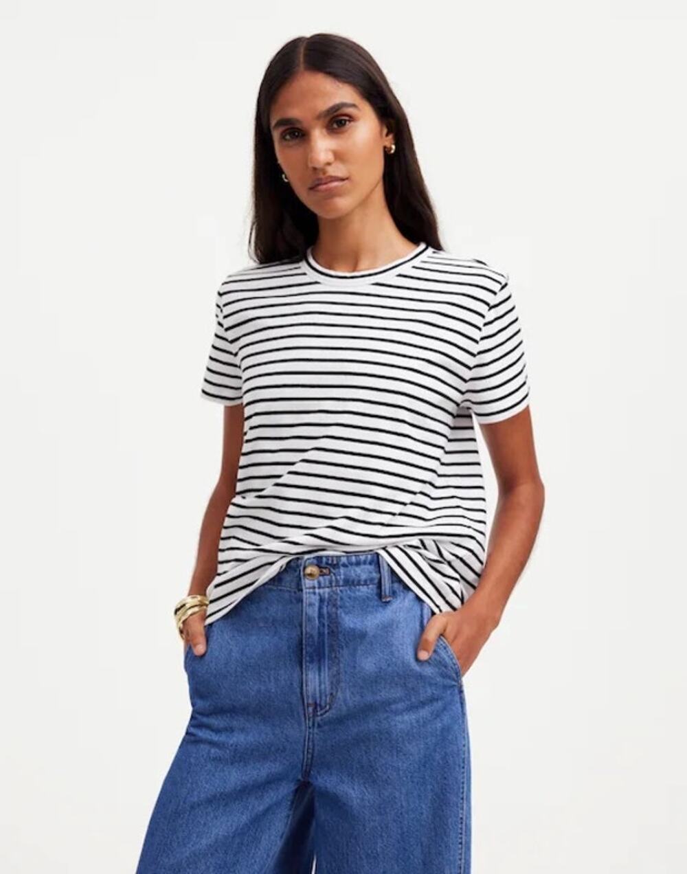 Madewell Cotton Perfect Crewneck Tee in Jet Black Size Large